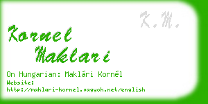 kornel maklari business card